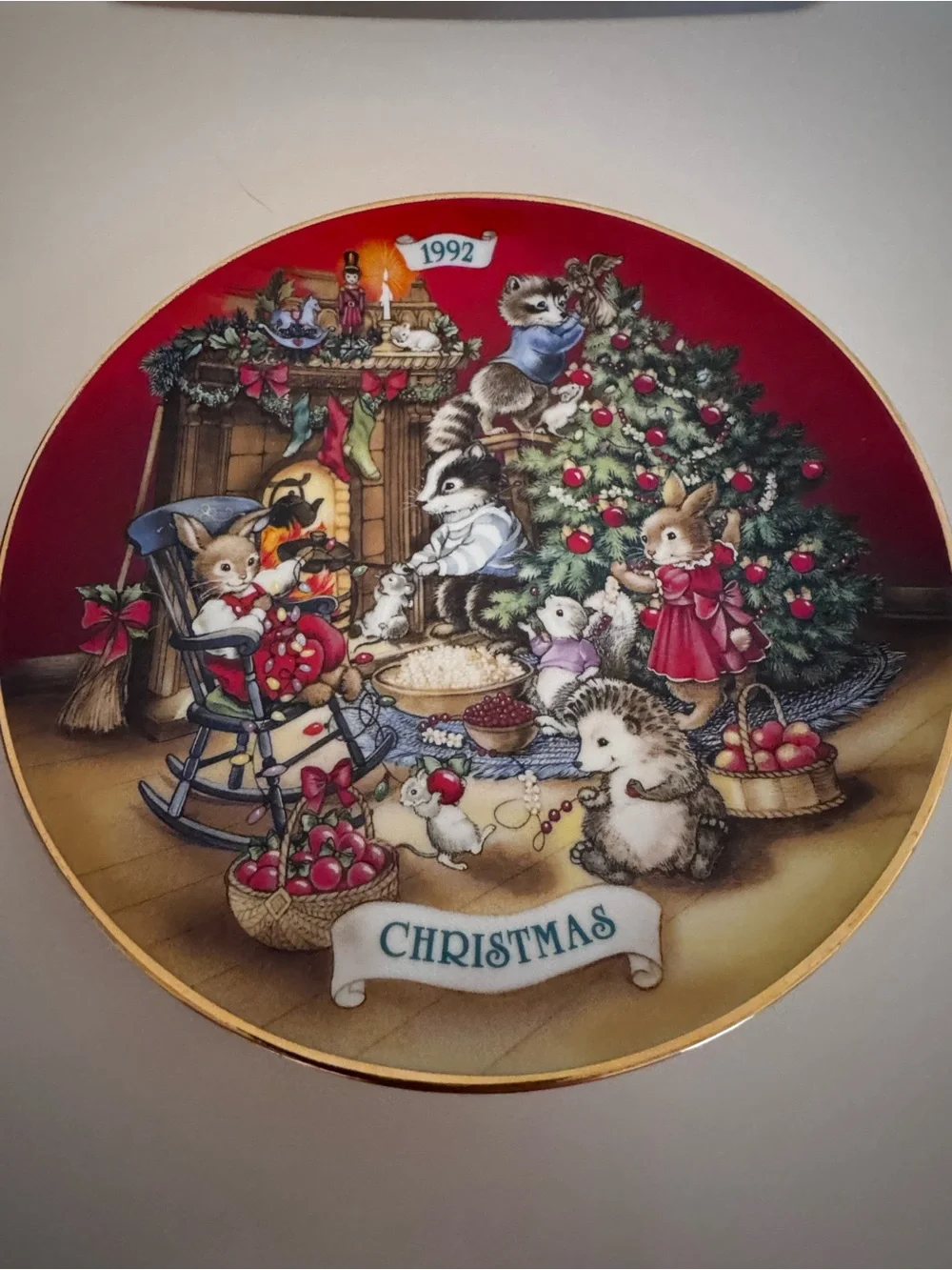 Vintage 1992 Avon Christmas Friends Woodland Animals 22K Gold Plate 8 Inch